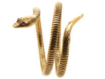 9ct Gold & Ruby Snake Bangle