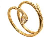 9ct Gold & Ruby Snake Bangle