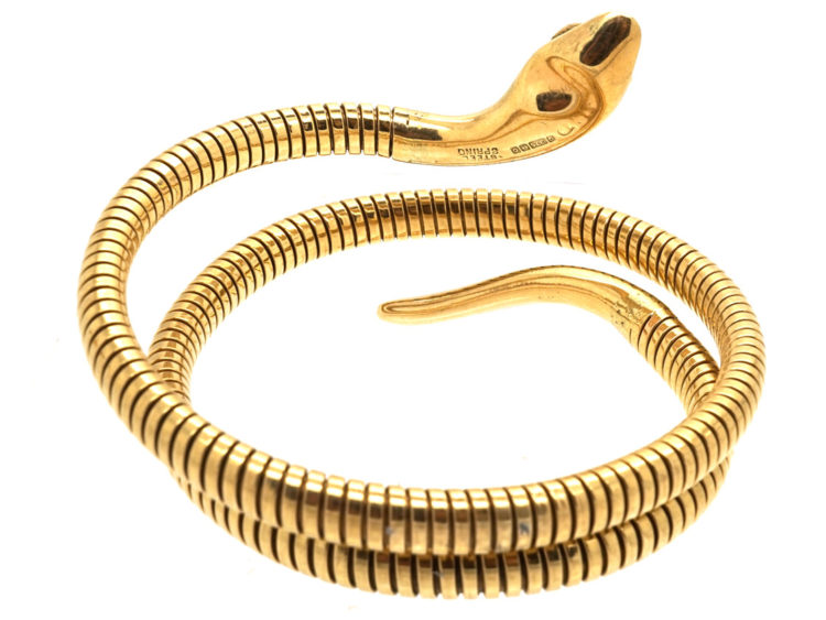 9ct Gold & Ruby Snake Bangle