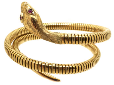 9ct Gold & Ruby Snake Bangle
