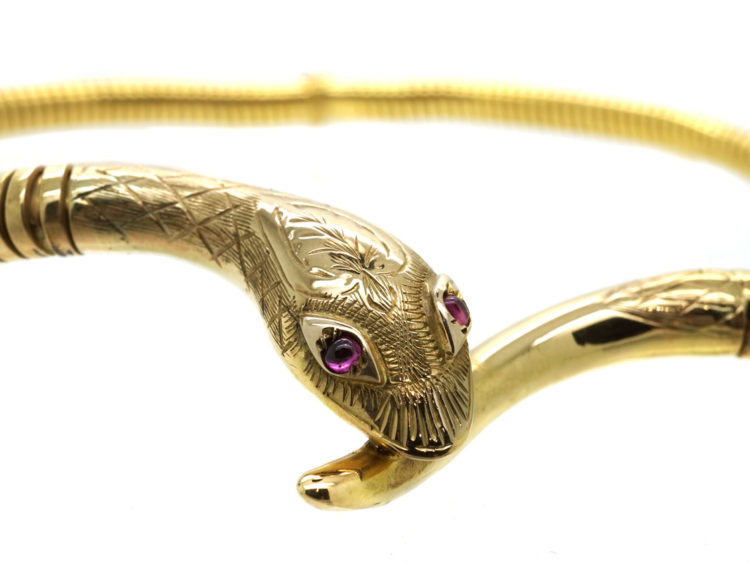 9ct Gold & Ruby Snake Necklace