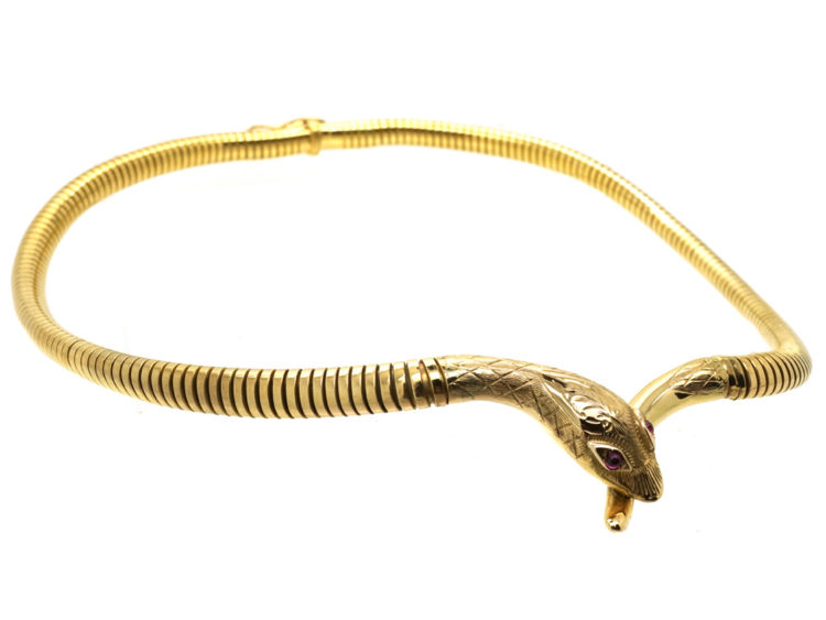 9ct Gold & Ruby Snake Necklace