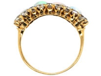 Edwardian 18ct Gold, Four Stone Opal & Diamond Ring