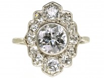 Art Deco Platinum & Diamond Oval Cluster Ring