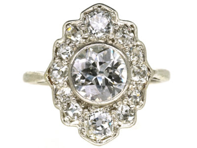 Art Deco Platinum & Diamond Oval Cluster Ring