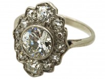 Art Deco Platinum & Diamond Oval Cluster Ring
