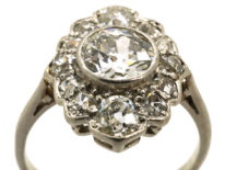 Art Deco Platinum & Diamond Oval Cluster Ring