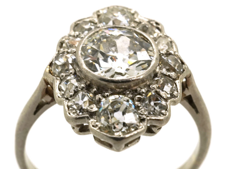 Art Deco Platinum & Diamond Oval Cluster Ring