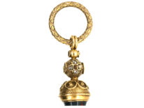 Georgian Gold Seal Set With Rose Diamonds & Rubies & a Bloodstone Base