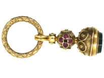 Georgian Gold Seal Set With Rose Diamonds & Rubies & a Bloodstone Base