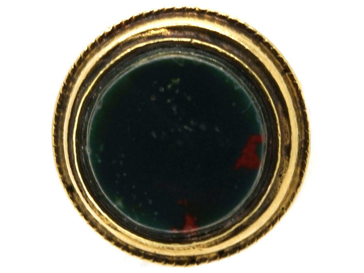 Georgian Gold Seal Set With Rose Diamonds & Rubies & a Bloodstone Base