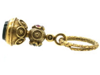 Georgian Gold Seal Set With Rose Diamonds & Rubies & a Bloodstone Base