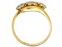 Edwardian 18ct Gold & Platinum Triple Cluster Diamond Ring