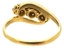 Edwardian 18ct Gold & Platinum Triple Cluster Diamond Ring