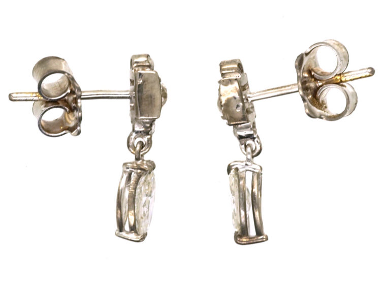 18ct White Gold Diamond Marquise Drop Earrings