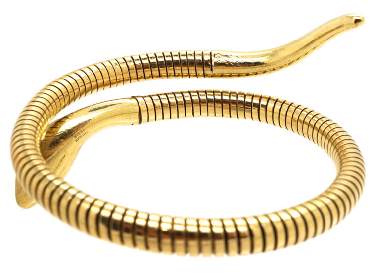 9ct Gold & Ruby Snake Bangle
