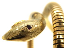 9ct Gold & Ruby Snake Bangle