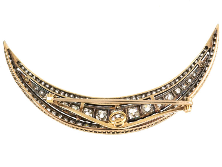 Victorian Diamond Crescent Brooch