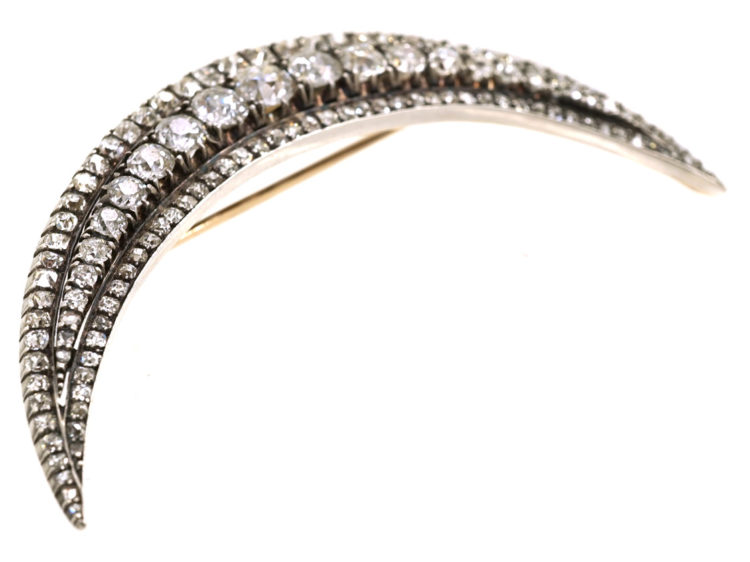 Victorian Diamond Crescent Brooch