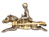 Victorian Silver & Gold Horse & Jockey Brooch