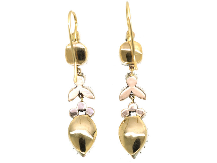 Georgian Silver & Gold, Paste Pear Shaped Drop Earrings