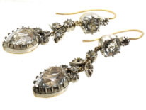 Georgian Silver & Gold, Paste Pear Shaped Drop Earrings
