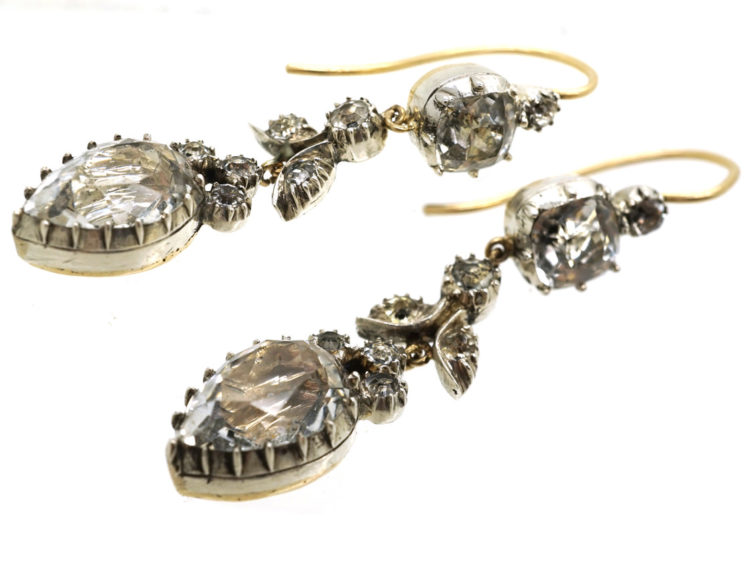 Georgian Silver & Gold, Paste Pear Shaped Drop Earrings