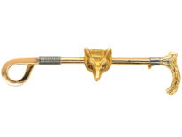 Edwardian 15ct Gold & Platinum Fox & Whip Brooch