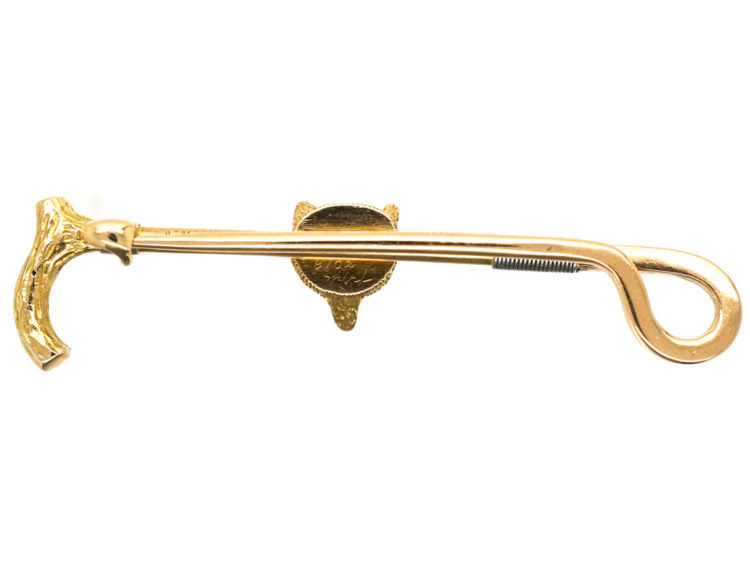 Edwardian 15ct Gold & Platinum Fox & Whip Brooch