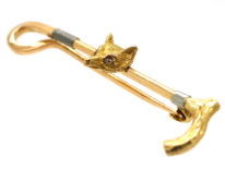 Edwardian 15ct Gold & Platinum Fox & Whip Brooch