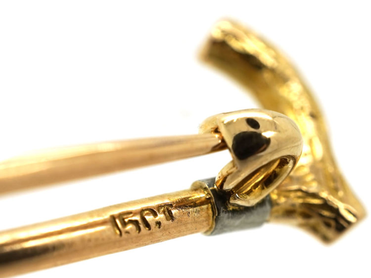 Edwardian 15ct Gold & Platinum Fox & Whip Brooch