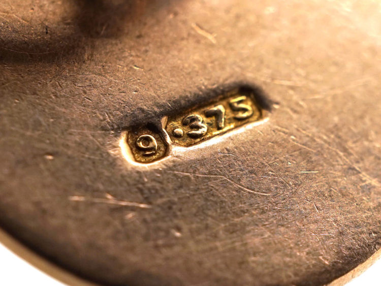 9ct Gold Engine Turned Design Oval Cufflinks
