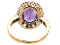 Edwardian Amethyst & Rose Diamond Oval Cluster Ring