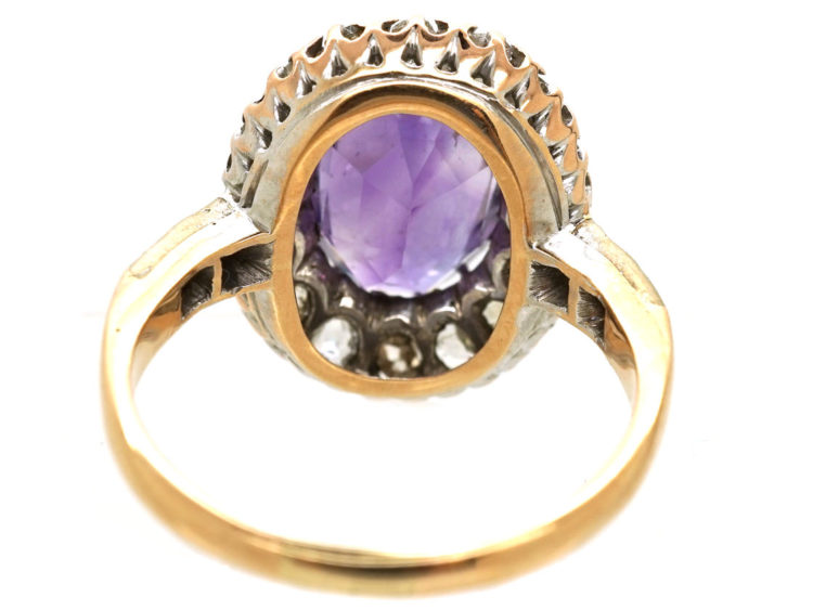 Edwardian Amethyst & Rose Diamond Oval Cluster Ring