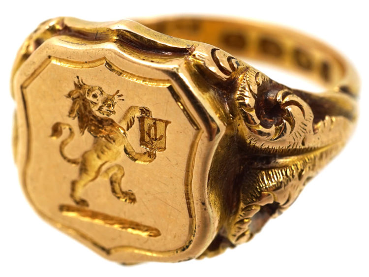 Victorian 18ct Gold Signet Ring With Lion Intaglio