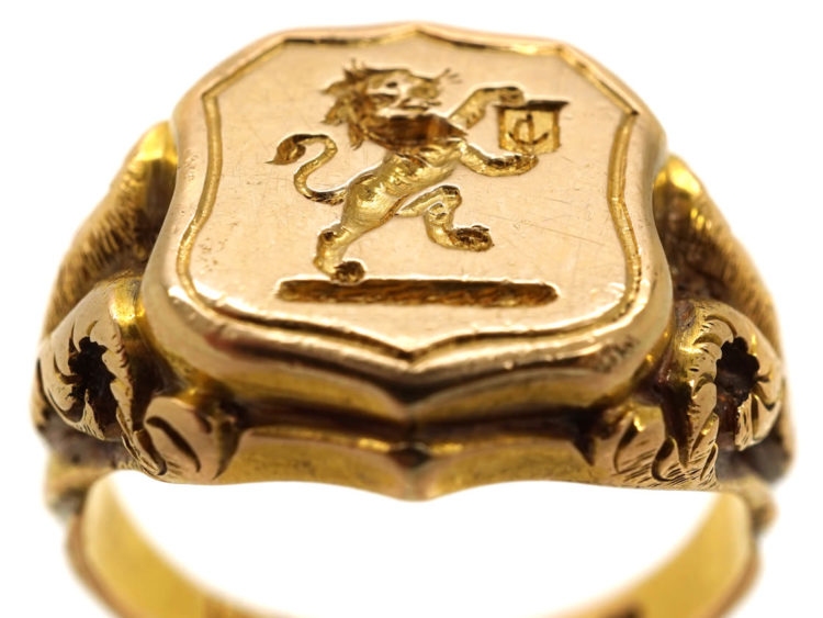 Victorian 18ct Gold Signet Ring With Lion Intaglio