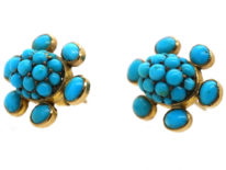 Edwardian Gold & Turquoise Cluster Earrings
