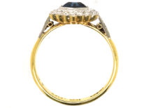 Art Deco 18ct Gold, Platinum Sapphire & Diamond Hexagonal Ring