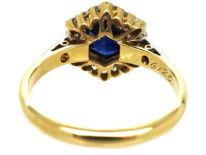Art Deco 18ct Gold, Platinum Sapphire & Diamond Hexagonal Ring