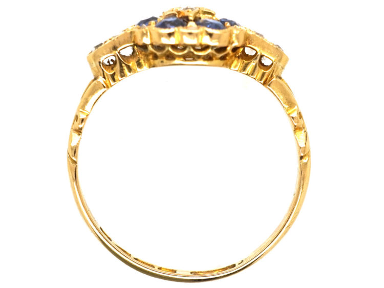 Edwardian 18ct Gold, Sapphire & Diamond Cluster Ring