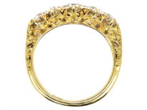 Victorian 18ct Gold, Five Stone Diamond Carved Half Hoop Ring