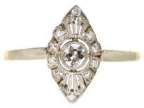Edwardian 14ct Gold & Platinum, Diamond Set Marquise Ring