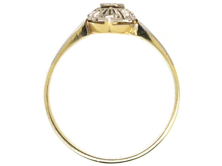 Edwardian 14ct Gold & Platinum, Diamond Set Marquise Ring