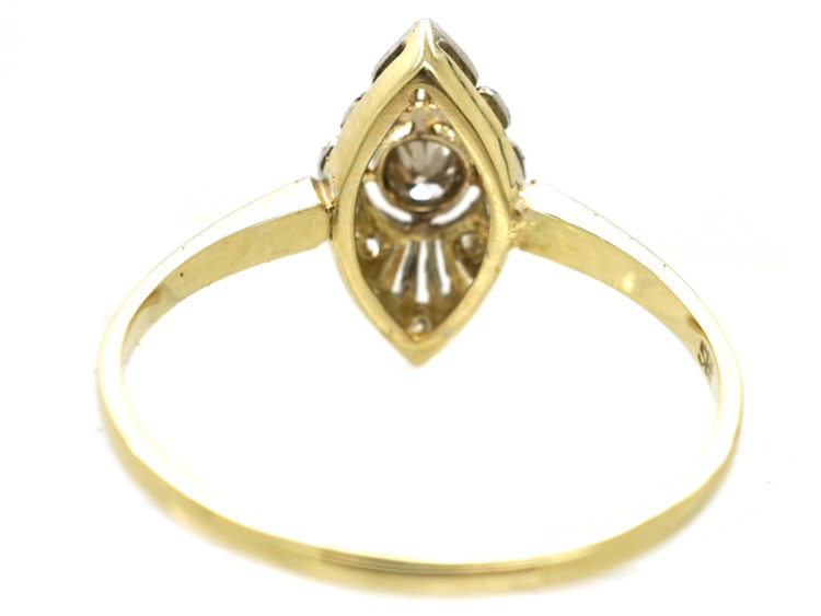 Edwardian 14ct Gold & Platinum, Diamond Set Marquise Ring