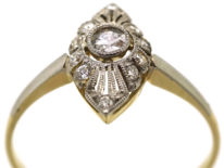 Edwardian 14ct Gold & Platinum, Diamond Set Marquise Ring