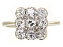Art Deco 18ct Gold, Platinum & Diamond Square Ring