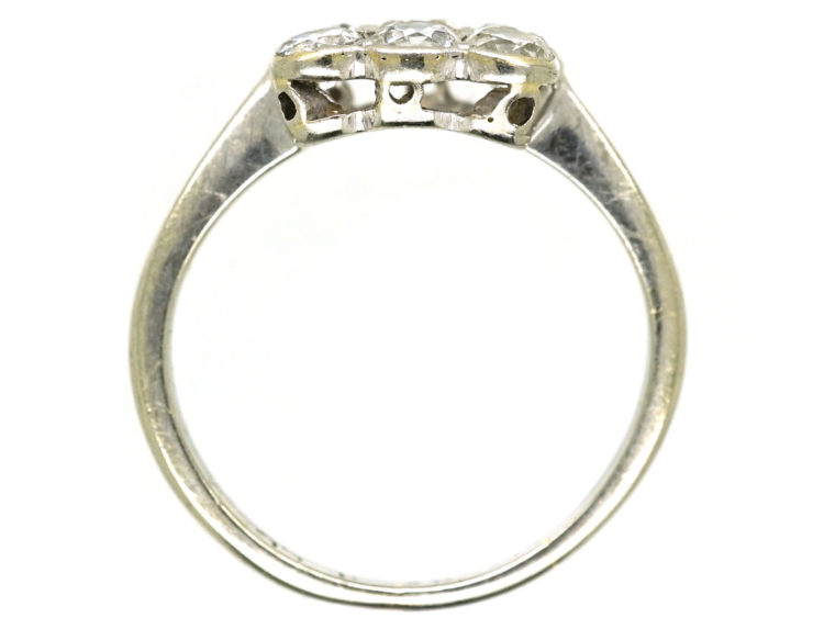 Art Deco 18ct Gold, Platinum & Diamond Square Ring