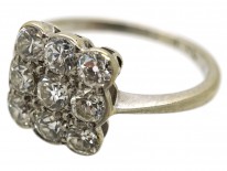 Art Deco 18ct Gold, Platinum & Diamond Square Ring