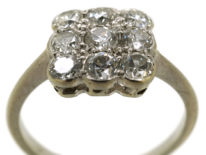 Art Deco 18ct Gold, Platinum & Diamond Square Ring