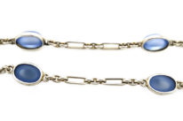 Russian Silver Long Guard Chain Set With Chalcedony